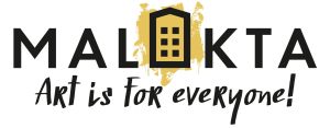 Vit ruta med texten Malakta Art is for everyone